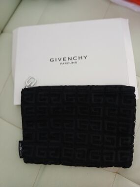 Givenchy Black Embossed Logo Zip Pouch